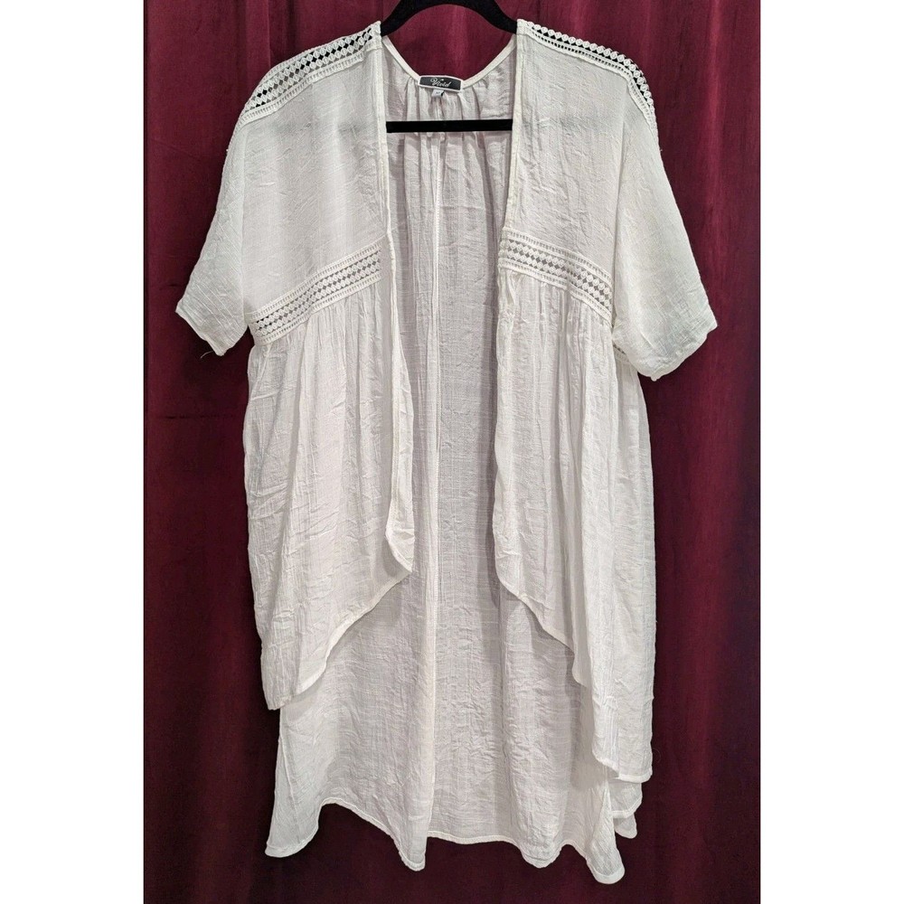 Vivid Kimono Womens‎ Size M Coverup Crochet Gauzy Cutout Cottagecore Boho Assyme